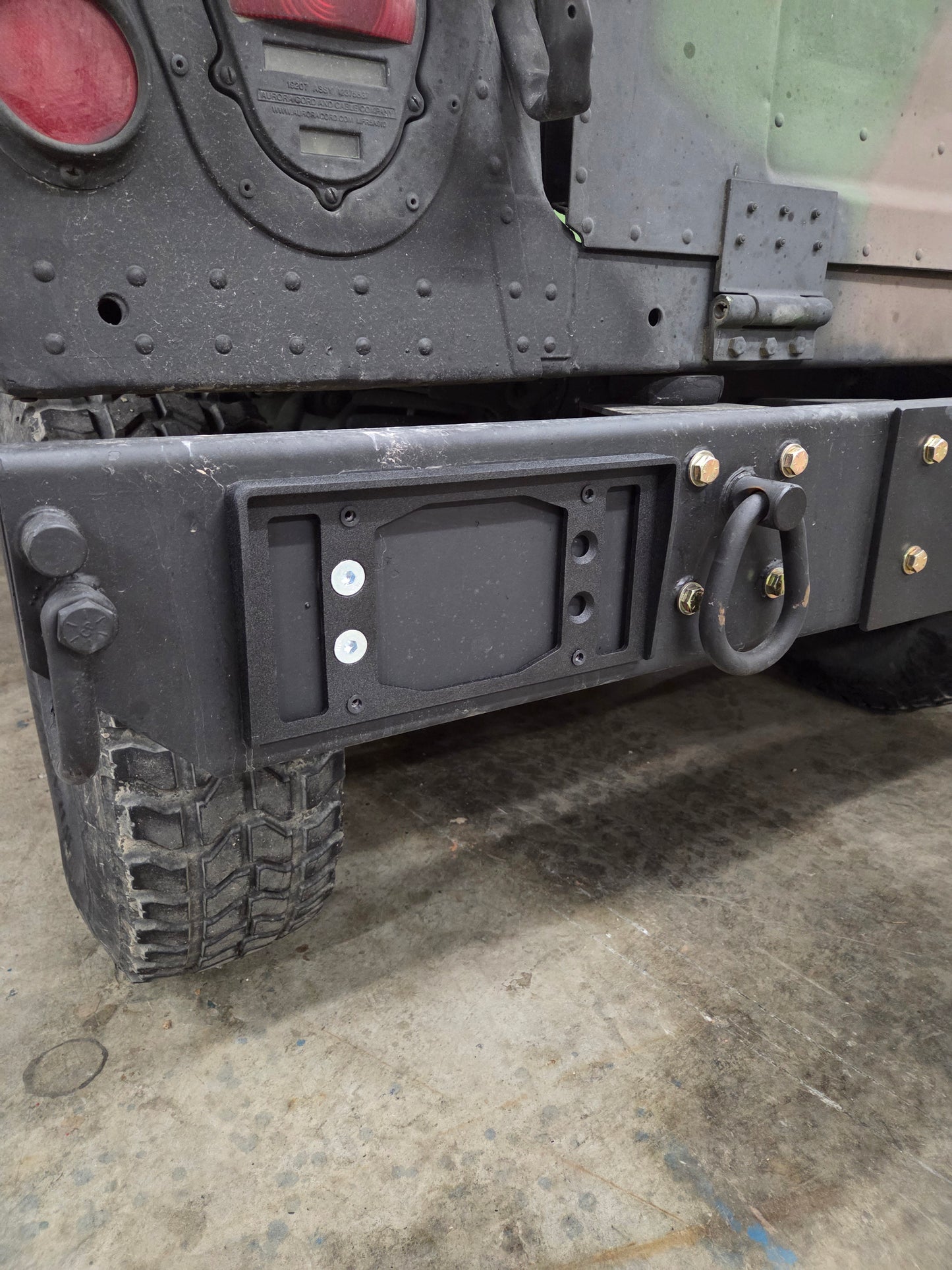 Humvee airlift bumper license plate mount